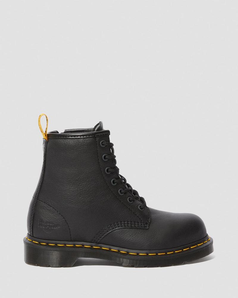 Black Men's Dr Martens Maple Zip Newark Women's Steel Toe Work Boots | CA 652AHK